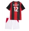 Strój piłkarski AC Milan Adrien Rabiot #12 Koszulka Podstawowej dziecięce 2026-27 Krótki Rękaw (+ Krótkie spodenki)