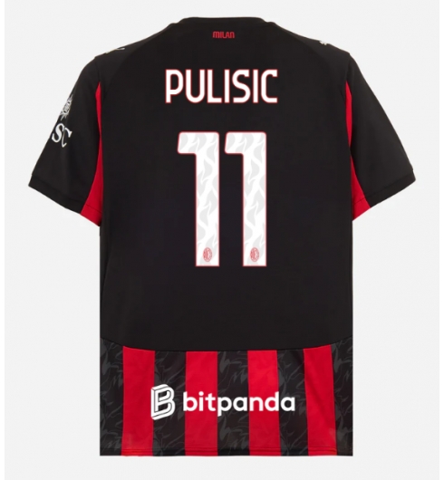 Strój piłkarski AC Milan Christian Pulisic #11 Koszulka Podstawowej 2025-26 Krótki Rękaw Strój piłkarski AC Milan Christian Pulisic #11 Koszulka Podstawowej 2025-26 Krótki Rękaw