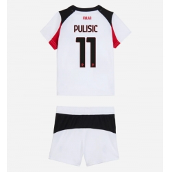 Strój piłkarski AC Milan Christian Pulisic #11 Koszulka Wyjazdowej dziecięce 2025-26 Krótki Rękaw (+ Krótkie spodenki)