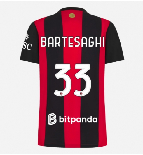 Strój piłkarski AC Milan Davide Bartesaghi #33 Koszulka Podstawowej damskie 2026-27 Krótki Rękaw Strój piłkarski AC Milan Davide Bartesaghi #33 Koszulka Podstawowej damskie 2026-27 Krótki Rękaw