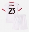 Strój piłkarski AC Milan Fikayo Tomori #23 Koszulka Wyjazdowej dziecięce 2024-25 Krótki Rękaw (+ Krótkie spodenki)