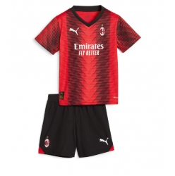 Strój piłkarski AC Milan Koszulka Podstawowej dziecięce 2023-24 Krótki Rękaw (+ Krótkie spodenki)