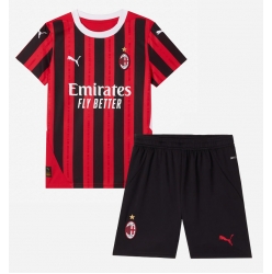 Strój piłkarski AC Milan Koszulka Podstawowej dziecięce 2024-25 Krótki Rękaw (+ Krótkie spodenki)