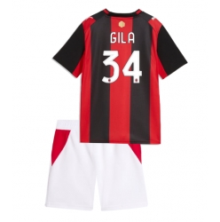 Strój piłkarski AC Milan Mario Gila #34 Koszulka Podstawowej dziecięce 2026-27 Krótki Rękaw (+ Krótkie spodenki)