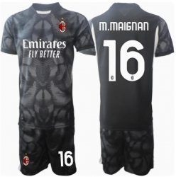 Strój piłkarski AC Milan Mike Maignan #16 Bramkarskie Koszulka Podstawowej dziecięce 2024-25 Krótki Rękaw (+ Krótkie spodenki)