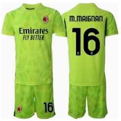 Strój piłkarski AC Milan Mike Maignan #16 Bramkarskie Koszulka Trzeciej dziecięce 2024-25 Krótki Rękaw (+ Krótkie spodenki)