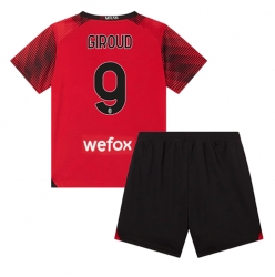 Strój piłkarski AC Milan Olivier Giroud #9 Koszulka Podstawowej dziecięce 2023-24 Krótki Rękaw (+ Krótkie spodenki)