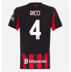 Strój piłkarski AC Milan Samuele Ricci #4 Koszulka Podstawowej damskie 2025-26 Krótki Rękaw
