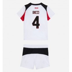 Strój piłkarski AC Milan Samuele Ricci #4 Koszulka Wyjazdowej dziecięce 2025-26 Krótki Rękaw (+ Krótkie spodenki)
