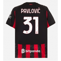 Strój piłkarski AC Milan Strahinja Pavlovic #31 Koszulka Podstawowej 2025-26 Krótki Rękaw
