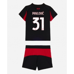 Strój piłkarski AC Milan Strahinja Pavlovic #31 Koszulka Podstawowej dziecięce 2025-26 Krótki Rękaw (+ Krótkie spodenki)