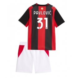 Strój piłkarski AC Milan Strahinja Pavlovic #31 Koszulka Podstawowej dziecięce 2026-27 Krótki Rękaw (+ Krótkie spodenki)