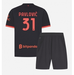 Strój piłkarski AC Milan Strahinja Pavlovic #31 Koszulka Trzeciej dziecięce 2026-27 Krótki Rękaw (+ Krótkie spodenki)