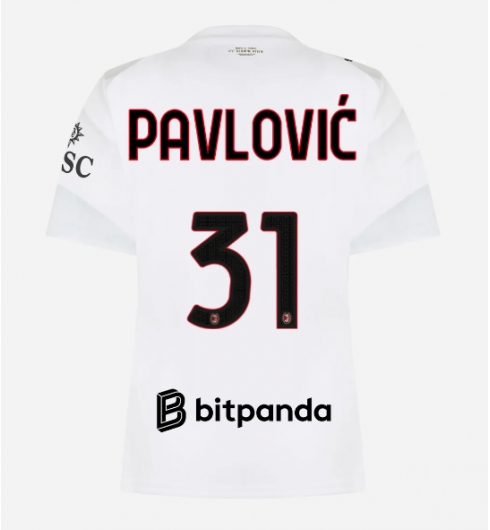 Strój piłkarski AC Milan Strahinja Pavlovic #31 Koszulka Wyjazdowej damskie 2026-27 Krótki Rękaw Strój piłkarski AC Milan Strahinja Pavlovic #31 Koszulka Wyjazdowej damskie 2026-27 Krótki Rękaw