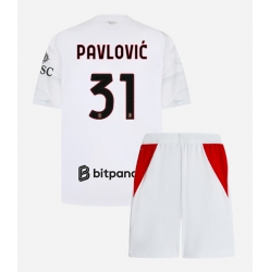 Strój piłkarski AC Milan Strahinja Pavlovic #31 Koszulka Wyjazdowej dziecięce 2026-27 Krótki Rękaw (+ Krótkie spodenki)