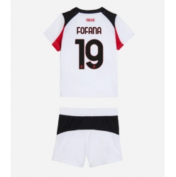 Strój piłkarski AC Milan Youssouf Fofana #19 Koszulka Wyjazdowej dziecięce 2025-26 Krótki Rękaw (+ Krótkie spodenki)