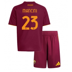 Strój piłkarski AS Roma Gianluca Mancini #23 Koszulka Podstawowej dziecięce 2025-26 Krótki Rękaw (+ Krótkie spodenki)