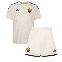 Strój piłkarski AS Roma Koszulka Wyjazdowej dziecięce 2023-24 Krótki Rękaw (+ Krótkie spodenki)
