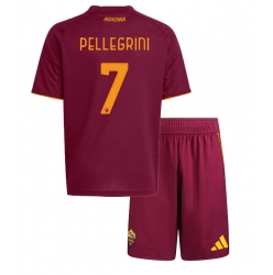 Strój piłkarski AS Roma Lorenzo Pellegrini #7 Koszulka Podstawowej dziecięce 2025-26 Krótki Rękaw (+ Krótkie spodenki)