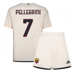 Strój piłkarski AS Roma Lorenzo Pellegrini #7 Koszulka Wyjazdowej dziecięce 2023-24 Krótki Rękaw (+ Krótkie spodenki)