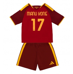 Strój piłkarski AS Roma Manu Kone #17 Koszulka Podstawowej dziecięce 2026-27 Krótki Rękaw (+ Krótkie spodenki)