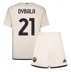 Strój piłkarski AS Roma Paulo Dybala #21 Koszulka Wyjazdowej dziecięce 2023-24 Krótki Rękaw (+ Krótkie spodenki)