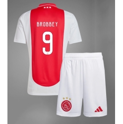 Strój piłkarski Ajax Brian Brobbey #9 Koszulka Podstawowej dziecięce 2024-25 Krótki Rękaw (+ Krótkie spodenki)