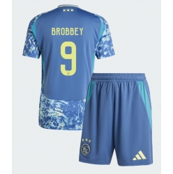 Strój piłkarski Ajax Brian Brobbey #9 Koszulka Wyjazdowej dziecięce 2024-25 Krótki Rękaw (+ Krótkie spodenki)