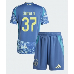Strój piłkarski Ajax Josip Sutalo #37 Koszulka Wyjazdowej dziecięce 2024-25 Krótki Rękaw (+ Krótkie spodenki)