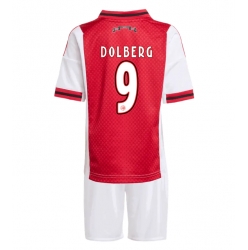Strój piłkarski Ajax Kasper Dolberg #9 Koszulka Podstawowej dziecięce 2025-26 Krótki Rękaw (+ Krótkie spodenki)