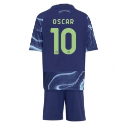 Strój piłkarski Ajax Oscar Gloukh #10 Koszulka Wyjazdowej dziecięce 2025-26 Krótki Rękaw (+ Krótkie spodenki)
