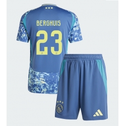 Strój piłkarski Ajax Steven Berghuis #23 Koszulka Wyjazdowej dziecięce 2024-25 Krótki Rękaw (+ Krótkie spodenki)