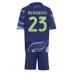 Strój piłkarski Ajax Steven Berghuis #23 Koszulka Wyjazdowej dziecięce 2025-26 Krótki Rękaw (+ Krótkie spodenki)