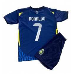 Strój piłkarski Al-Nassr Cristiano Ronaldo #7 Koszulka Wyjazdowej dziecięce 2024-25 Krótki Rękaw (+ Krótkie spodenki)