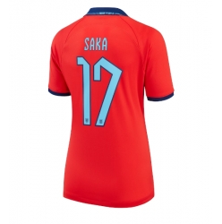 Strój piłkarski Anglia Bukayo Saka #17 Koszulka Wyjazdowej damskie MŚ 2022 Krótki Rękaw