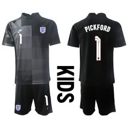 Strój piłkarski Anglia Jordan Pickford #1 Bramkarskie Koszulka Podstawowej dziecięce MŚ 2022 Krótki Rękaw (+ Krótkie spodenki)