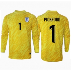 Strój piłkarski Anglia Jordan Pickford #1 Bramkarskie Koszulka Wyjazdowej ME 2024 Długi Rękaw