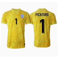 Strój piłkarski Anglia Jordan Pickford #1 Bramkarskie Koszulka Wyjazdowej ME 2024 Krótki Rękaw