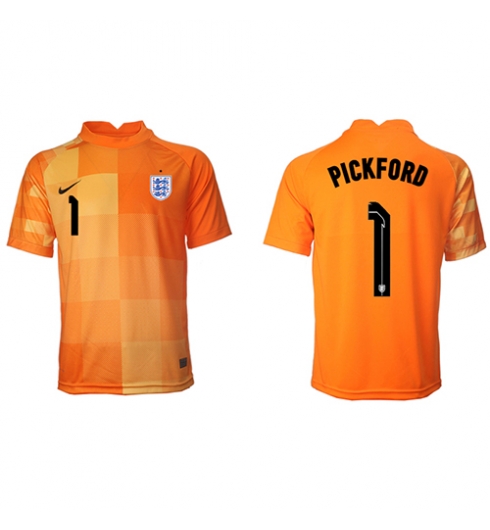 Strój piłkarski Anglia Jordan Pickford #1 Bramkarskie Koszulka Wyjazdowej MŚ 2022 Krótki Rękaw
