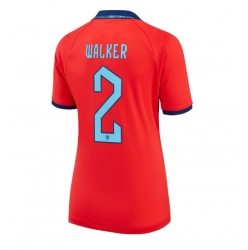 Strój piłkarski Anglia Kyle Walker #2 Koszulka Wyjazdowej damskie MŚ 2022 Krótki Rękaw