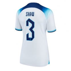 Strój piłkarski Anglia Luke Shaw #3 Koszulka Podstawowej damskie MŚ 2022 Krótki Rękaw