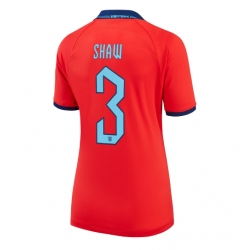 Strój piłkarski Anglia Luke Shaw #3 Koszulka Wyjazdowej damskie MŚ 2022 Krótki Rękaw