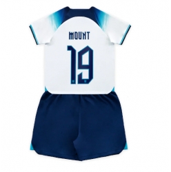 Strój piłkarski Anglia Mason Mount #19 Koszulka Podstawowej dziecięce MŚ 2022 Krótki Rękaw (+ Krótkie spodenki)