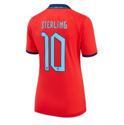 Strój piłkarski Anglia Raheem Sterling #10 Koszulka Wyjazdowej damskie MŚ 2022 Krótki Rękaw