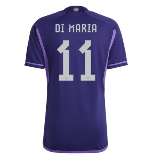 Strój piłkarski Argentyna Angel Di Maria #11 Koszulka Wyjazdowej MŚ 2022 Krótki Rękaw