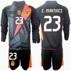 Strój piłkarski Argentyna Emiliano Martinez #23 Bramkarskie Koszulka Podstawowej dziecięce Copa America 2024 Długi Rękaw (+ Krótkie spodenki)