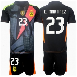 Strój piłkarski Argentyna Emiliano Martinez #23 Bramkarskie Koszulka Podstawowej dziecięce Copa America 2024 Krótki Rękaw (+ Krótkie spodenki)