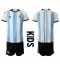 Strój piłkarski Argentyna Koszulka Podstawowej dziecięce MŚ 2022 Krótki Rękaw (+ Krótkie spodenki)