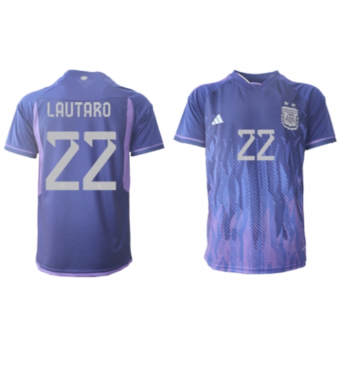 Strój piłkarski Argentyna Lautaro Martinez #22 Koszulka Wyjazdowej MŚ 2022 Krótki Rękaw