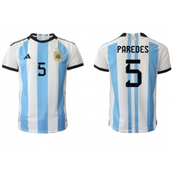 Strój piłkarski Argentyna Leandro Paredes #5 Koszulka Podstawowej MŚ 2022 Krótki Rękaw